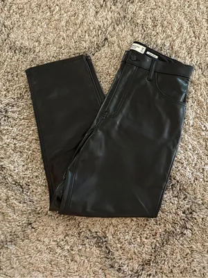 Abercrombie & Fitch Faux Leather High Rise Ankle Straight Pants thumbnail 2
