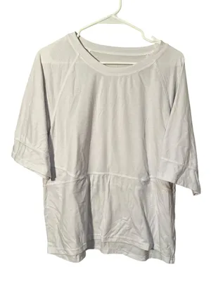 Factory QX Women’s Size Medium T-Shirt White Crewneck Half Sleeve Athletic Loose thumbnail 1