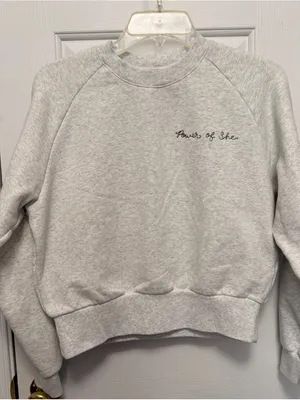 Athleta Power of She Crewneck Sweatshirt Gray Cropped Pullover XS Athleisure thumbnail 2
