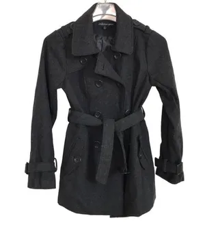 Ambiance Dark Gray Wool Blend Trench Coat Jacket Size Medium thumbnail 1