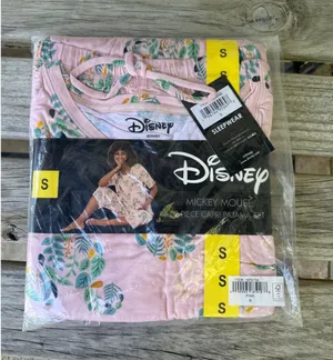 Disney Mickey Mouse 2 Piece Capri Pajama Set Pink Floral Leaf Print Size Small thumbnail 1