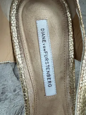 Diane Von Furstenberg Women's Gold Leather Strappy Embossed Heels thumbnail 8