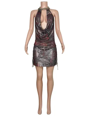 JADED LONDON Cosima Halter Draped Dress, Saphira, 10 (US) thumbnail 8