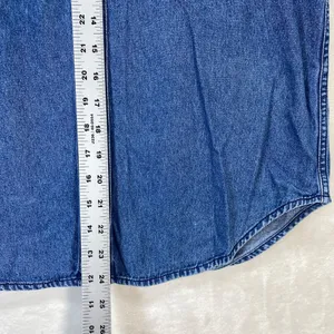 Solutions New York Denim Sleeveless Shirt Beach Embroidery Button Up S‎ thumbnail 3