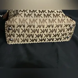Michael Kors Calista Brown & Tan Logo Satchel Bag Purse thumbnail 8