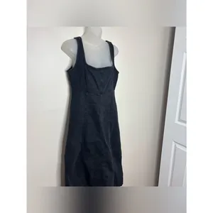 Old Navy Black denim Sleeveless Square. Neck Midi Dress size small cottagecore thumbnail 2