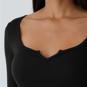Halara 047HA.- Ribbed Scoop Neck Long Sleeve Slim Casual Top. Size Small thumbnail 5