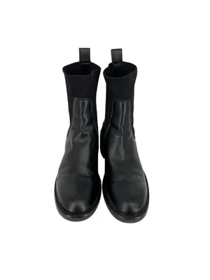 Steve Madden Kiley Black Leather Knit Block Heel Ankle Boots Size 9 thumbnail 2