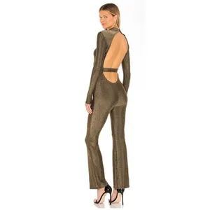 Revolve Superdown Metallic Nissa Open Back Flare Leg Jumpsuit, M thumbnail 2