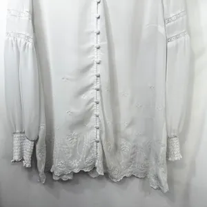 Torrid Plus Size 1X Top Chiffon Ruffle White Eyelet‎ Embroidered Bishop 1289 thumbnail 5