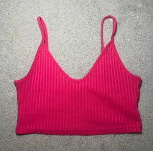 Hot Pink Cropped V-neck Tank Top Size Small thumbnail 1