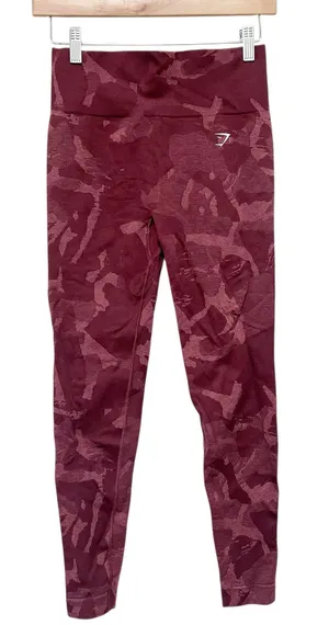 Gymshark Maroon Camo Leggings Sz M thumbnail 1