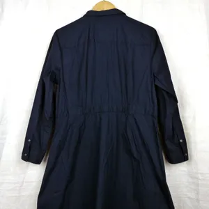 J.Crew Button Front Shirt Dress Womens 18 Navy Blue Cotton Poplin Midi Pockets thumbnail 8