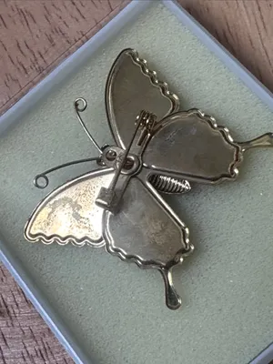 Vintage Iridescent Multicolor Butterfly Brooch - Elegant Women’s Jewelry thumbnail 6
