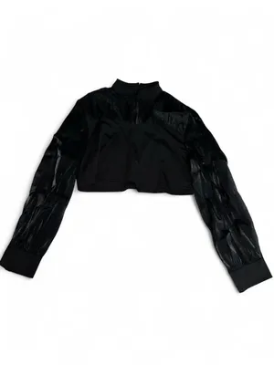 SheIn Maternity Black Cropped Sheer-Sleeve Mock Neck Top & Pencil Skirt 2 Piece Set thumbnail 2