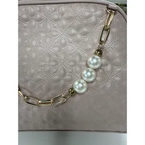 Vince Camuto Blush Pink Quilted Makeup Bag Pearl Chain Bow Vanity Case‎ NWT thumbnail 3