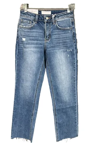Vervet Melissa mid rise jeans raw hem size 25 straight leg Mixology thumbnail 1