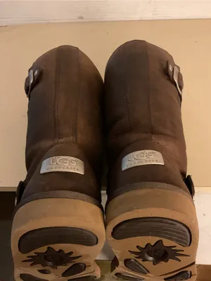 UGG women Brown Leather Shearling biker moto Boots US 6 thumbnail 10