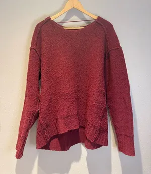 Free People We The Free Maroon Textured Oversized Pullover - Medium thumbnail 1