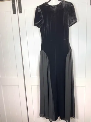 NOTUS Evening Gown Womens M Black Velvet Sheer Maxi Dress Formal Holiday NWT thumbnail 7
