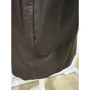 ALFANI Brown GENUINE LEATHER JACKET COAT Button Front Women's Large thumbnail 8