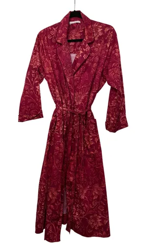 Peruvian Connection Burgundy‎ Floral Damask Pima Cotton Wrap Robe Womens Large thumbnail 1