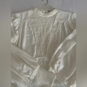 ZARA Textured Tweed Short Sleeve Top - Off White / Beige - Size XL - NWOT thumbnail 5