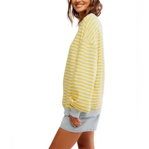 NWT Free People Classic Striped Oversized Crewneck thumbnail 2