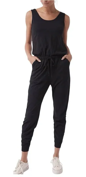 Pact Black‎ Organic Cotton All Day Easy Boho Resort Overall Jumpsuit Size Large thumbnail 1