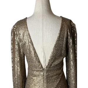 Altar'd State Sequin Mini Dress Women Small Champagne NWT‎ V Neck Party Formal thumbnail 6