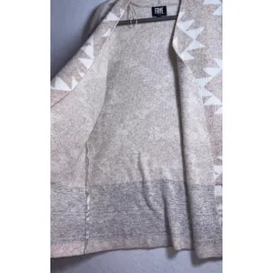 Frye Womens XL Beige Geometric Southwestern Open Front Knit Cardigan Sweater thumbnail 4
