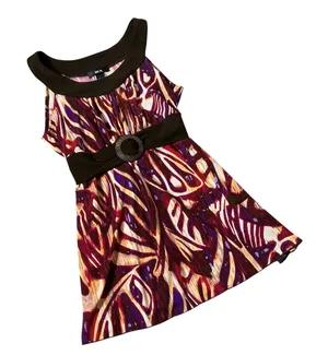 BCX Boho Abstract Print Tunic Top Womens Small Brown Magenta Y2K Empire Waist thumbnail 1