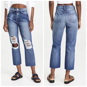 NEW L'Agence Adele Slim Straight Jeans Newberry Distressed Crop thumbnail 2
