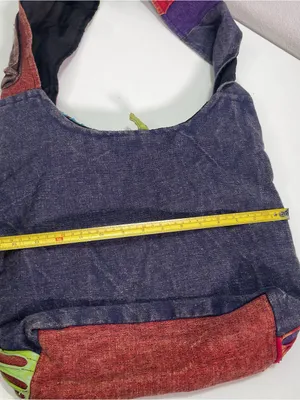 Patchwork Boho Hobo Shoulder Bag Colorful Peace Flower Outer Pockets Whimsigoth Green thumbnail 9