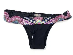 PILYQ Women Multicolor Hindi Banded Teeny Bikini Swim Bottom Size Small thumbnail 1