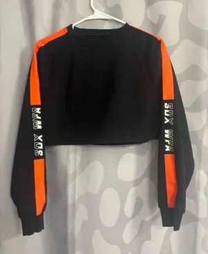 White Fox Boutique Orange Black Cropped Sweatshirt thumbnail 1