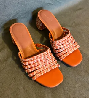 Universal Threads Orange Braided Strap Block Heel Mules thumbnail 1