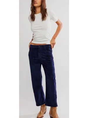 FREE PEOPLE NWT We The Free Deep Trance Dropped Corduroy Jeans / Deep Seas thumbnail 5