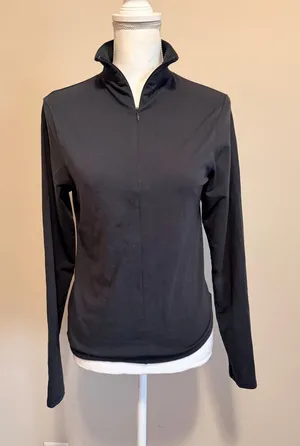 SKIMS Black Half Zip Pullover long sleeve Top Size XL Stretch Mock Neck NWOT thumbnail 1