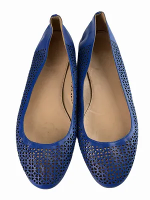 J. CREW Nora Bright Royal Blue Perforated Leather Ballet Flats Italy Size 8.5 thumbnail 4