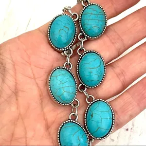 Turquoise and silver tone necklace thumbnail 4