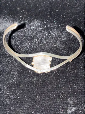 Vintage Sterling Silver Mother of Pearl Split-Shank Cuff Bracelet thumbnail 5