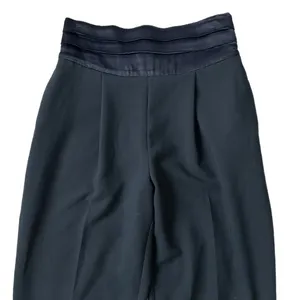 Maeve Anthropologie Trousers Navy Blue Satin Trim Pleated Size 6 thumbnail 3