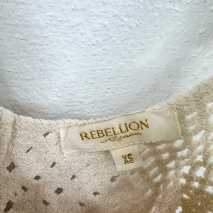 Rebellion Again Tank Top Womens XS Ivory Crochet Knit Crop Boho Festival thumbnail 6
