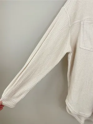 Aerie Cake Batter Anytime Fave Waffle Shirt Oversized Shacket‎ Size XS thumbnail 5