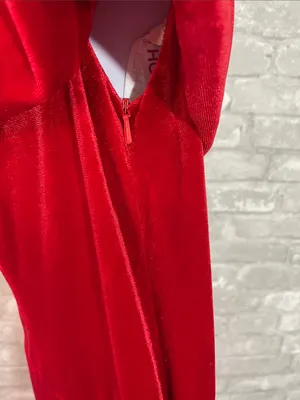 JJ's House Tazahara Red Off the Shoulder Strapless Velvet Maxi Dress thumbnail 4