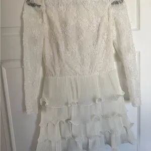 REVOLVE Ivory Lace Ruffle Mini Dress thumbnail 2