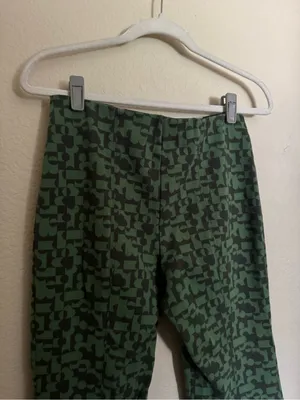 Maeve The Margot Kick-Flare Cropped Pants Sz Small Green Grey Funky Teacher thumbnail 8