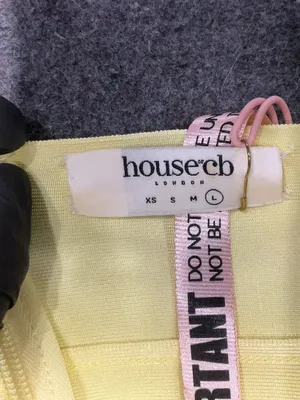 *Rare* House of CB Maliha Bandage Halter Mini Dress - Pale Yellow - Large - NWT thumbnail 7