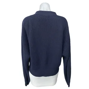 & Other Stories Navy Blue Wool Waffle Knit V-neck Button Cardigan Sweater Top M thumbnail 2